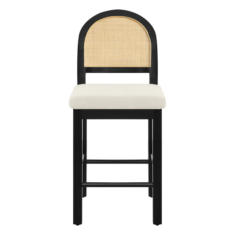 Abigail Rattan Curved Counter Stool with Performance Fabric