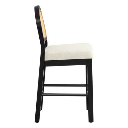Abigail Rattan Curved Counter Stool with Performance Fabric