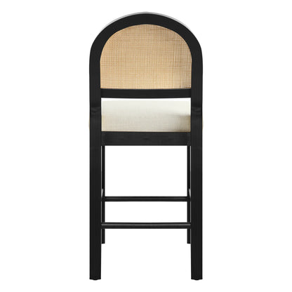 Abigail Rattan Curved Counter Stool with Performance Fabric