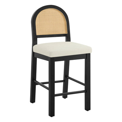 Abigail Rattan Curved Counter Stool with Performance Fabric