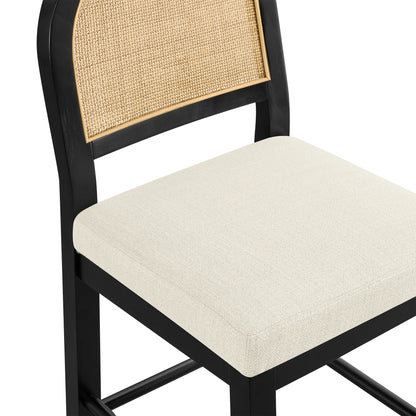 Abigail Rattan Curved Counter Stool with Performance Fabric