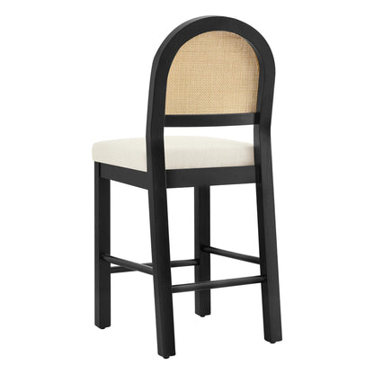 Abigail Rattan Curved Counter Stool with Performance Fabric