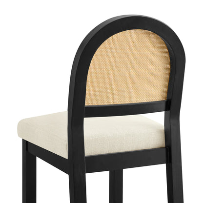 Abigail Rattan Curved Counter Stool with Performance Fabric
