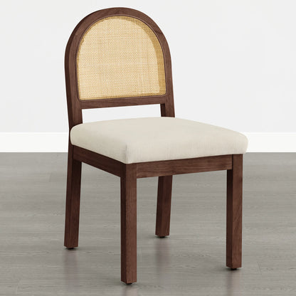 Abigail Upholstered Rattan Curved Dining Chair (Set of 2)