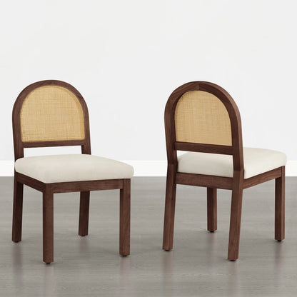 Abigail Upholstered Rattan Curved Dining Chair (Set of 2)