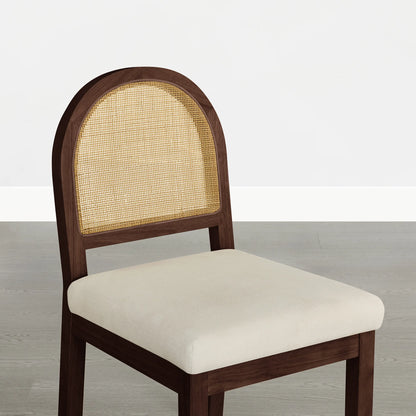 Abigail Upholstered Rattan Curved Dining Chair (Set of 2)