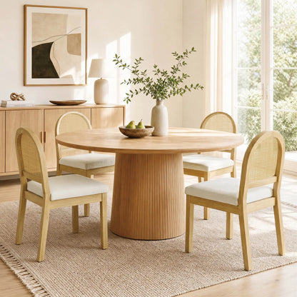 Abigail Upholstered Rattan Curved Dining Chair (Set of 2)