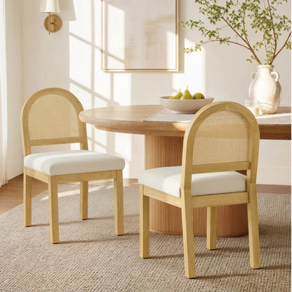 Abigail Upholstered Rattan Curved Dining Chair (Set of 2)