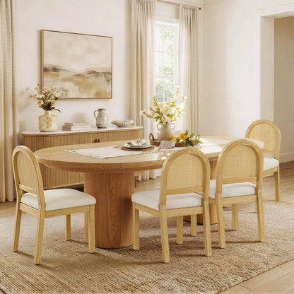 Abigail Upholstered Rattan Curved Dining Chair (Set of 2)
