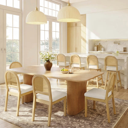 Abigail Upholstered Rattan Curved Dining Chair (Set of 2)
