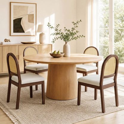 Abigail Upholstered Rattan Curved Dining Chair (Set of 2)