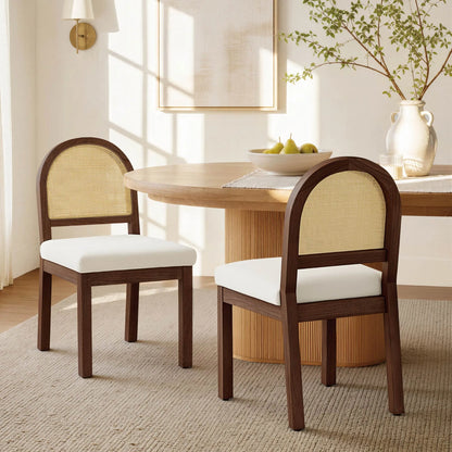 Abigail Upholstered Rattan Curved Dining Chair (Set of 2)