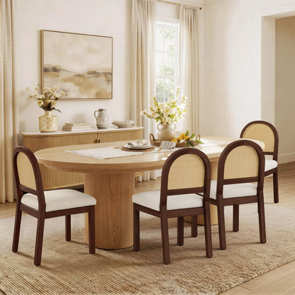 Abigail Upholstered Rattan Curved Dining Chair (Set of 2)