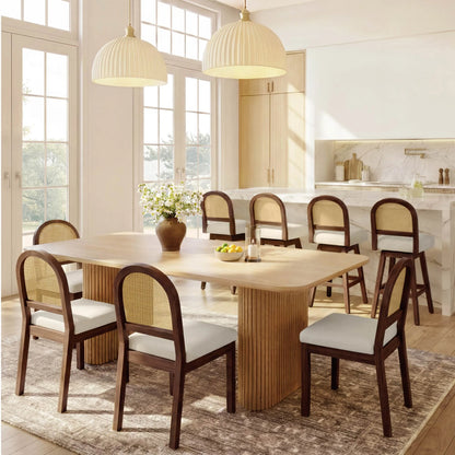 Abigail Upholstered Rattan Curved Dining Chair (Set of 2)