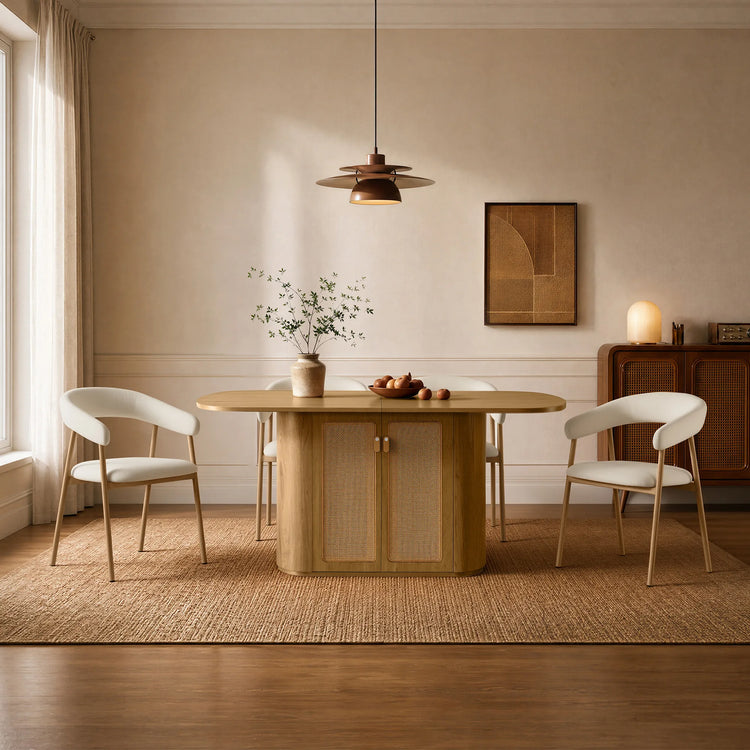Achileas Walnut Dining Table with Hidden Storage Set for 4-6