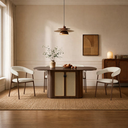 Achileas Walnut Dining Table with Hidden Storage