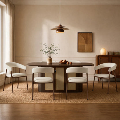 Achileas Walnut Dining Table with Hidden Storage