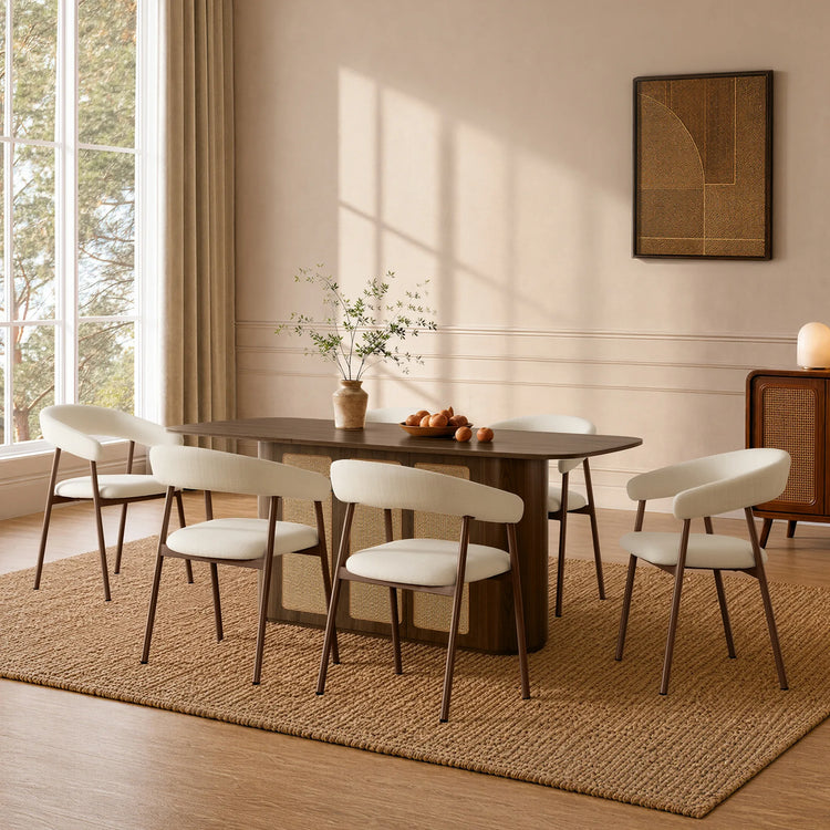 Achileas Walnut Dining Table with Hidden Storage Set for 4-6