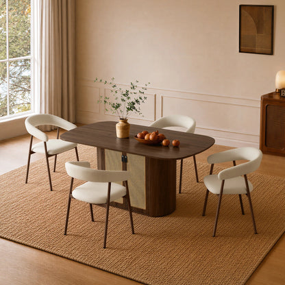 Achileas Walnut Dining Table with Hidden Storage