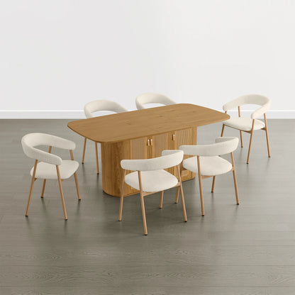 Achileas Walnut Dining Table with Hidden Storage