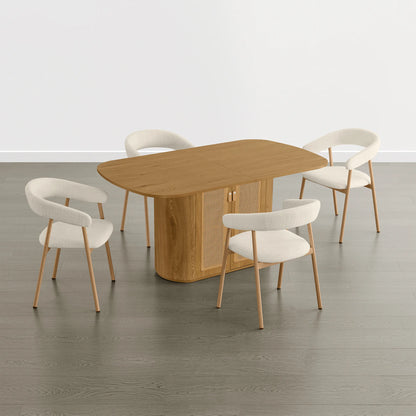 Achileas Walnut Dining Table with Hidden Storage