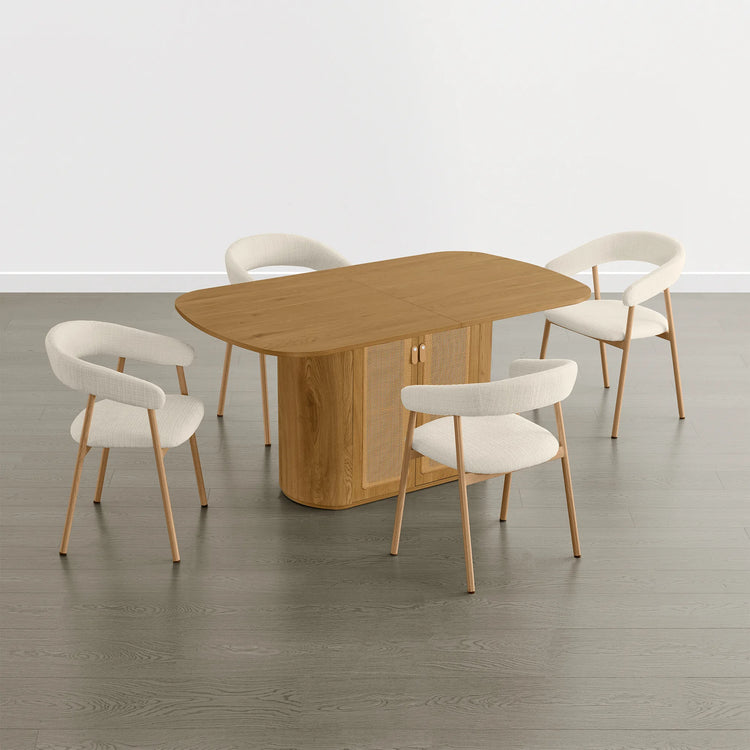 Achileas Walnut Dining Table with Hidden Storage Set for 4-6