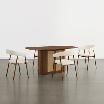 Achileas Walnut Dining Table with Hidden Storage