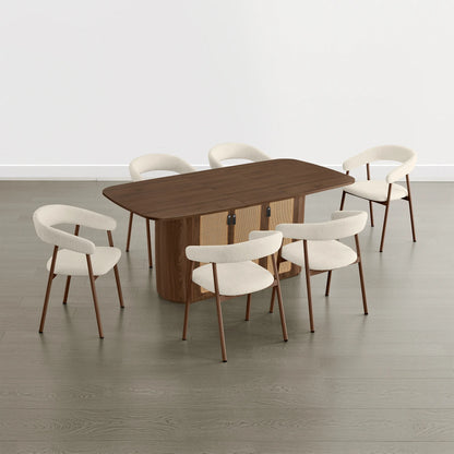Achileas Walnut Dining Table with Hidden Storage
