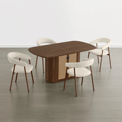 Achileas Walnut Dining Table with Hidden Storage