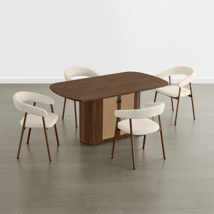 Achileas Walnut Dining Table with Hidden Storage Set for 4-6