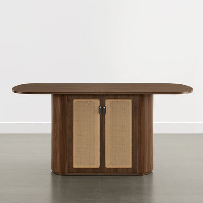 Achileas Walnut Dining Table with Hidden Storage