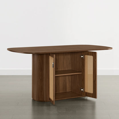 Achileas Walnut Dining Table with Hidden Storage