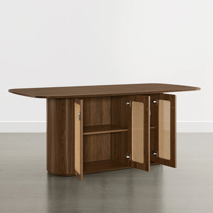 Achileas Walnut Dining Table with Hidden Storage