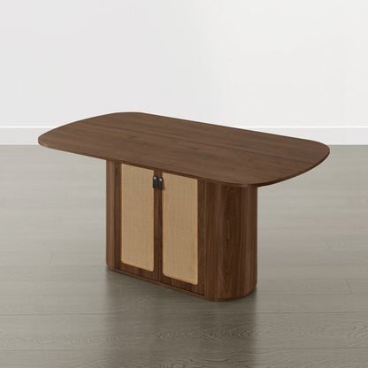 Achileas Walnut Dining Table with Hidden Storage