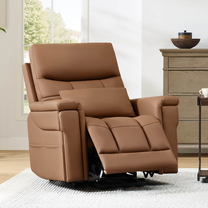Addy Genuine Leather Lift Assist Power Recliner with Heat Massage