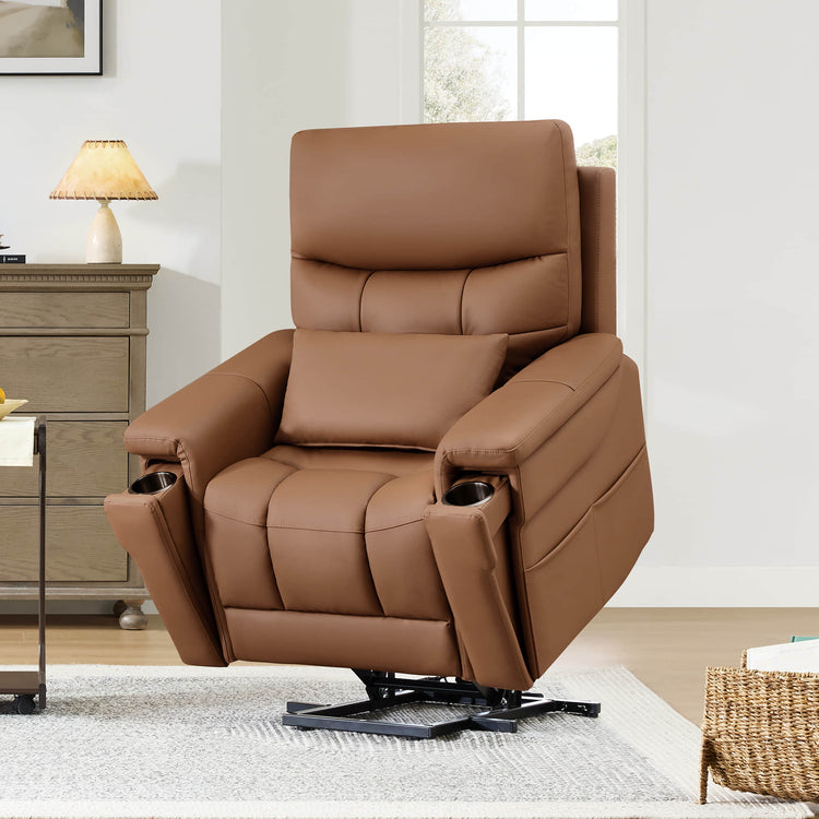 Addy Genuine Leather Lift Assist Power Recliner With Heat Massage