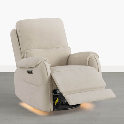 Alicia Power Swivel Nursery Glider Recliner with Nightlight