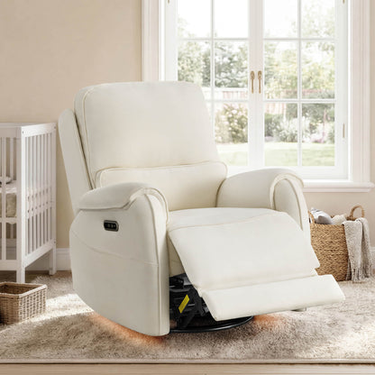 Alicia Power Swivel Nursery Glider Recliner with Nightlight