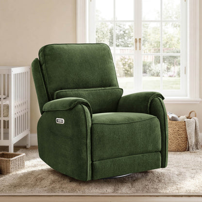 Alicia Power Swivel Nursery Glider Recliner with Nightlight