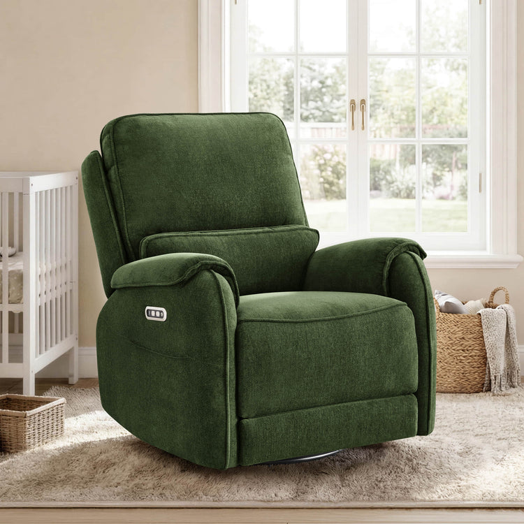 Alicia Power Swivel Nursery Glider Recliner with Nightlight