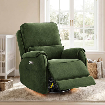 Alicia Power Swivel Nursery Glider Recliner with Nightlight