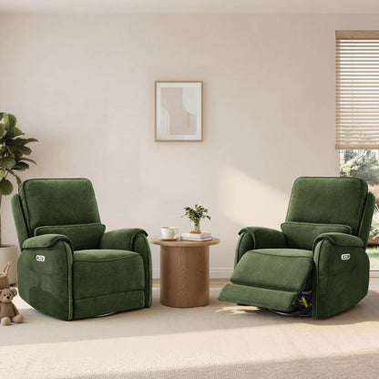 Alicia Power Swivel Nursery Glider Recliner with Nightlight