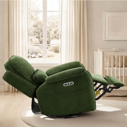 Alicia Power Swivel Nursery Glider Recliner with Nightlight