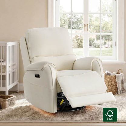 Alicia Power Swivel Nursery Glider Recliner with Nightlight