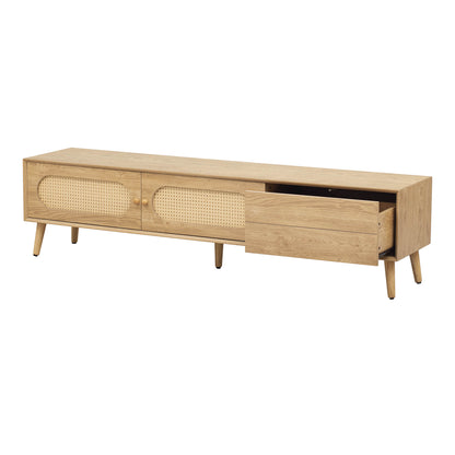 Anders Rattan TV Stand with Sliding Door and Drawer