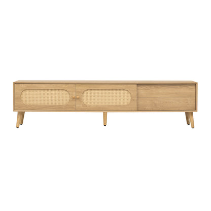 Anders Rattan TV Stand with Sliding Door and Drawer