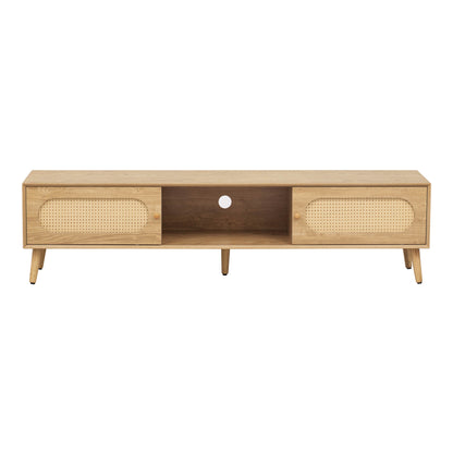 Anders Rattan TV Stand with Sliding Door and Drawer