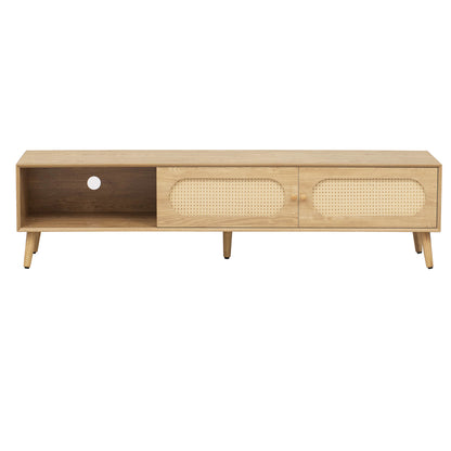 Anders Rattan TV Stand with Sliding Door and Drawer