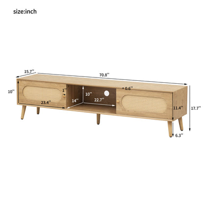 Anders Rattan TV Stand with Sliding Door and Drawer