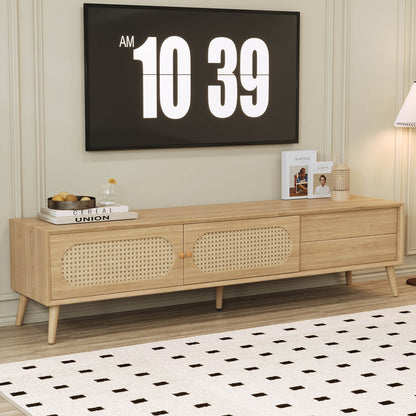 Anders Rattan TV Stand with Sliding Door and Drawer